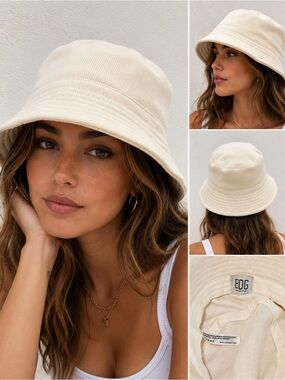 BDG Urban Outfitters Cream Knit Bucket Hat One Size Minimalist Casual